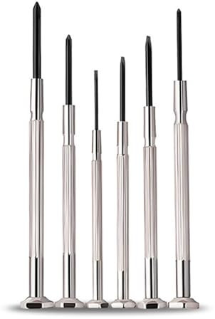 Parthan Lot de 6 tournevis d'horloger pour réparation de lunettes, montres et montres, kit d'outils de mécanicien de précision, petits tournevis, tournevis de précision
