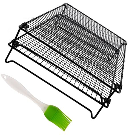 Cabilock Rejilla De Enfriamiento De Acero Al Carbono 2 Capas Apilables Antiadherente Adecuado Para Cocinas y Restaurantes