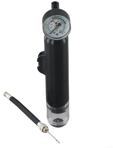 Tragbare Fahrradpumpe mit Manometer, leichter Mini-Inflator für Radsportbegeisterte (Schwarz)
