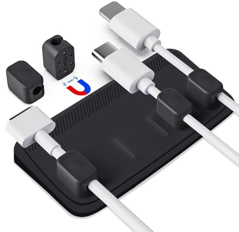 Magnetischer Kabelhalter mit 5 variablen Magnetclips, universeller Kabelmanager für Schreibtische – ideal für Lightning-, USB-C- und Mikro-Kabel (Schwarz)