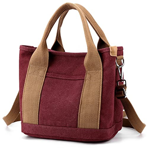 zhongningyifeng Damen Handtasche aus Segeltuch, Multi-Pockets Schultertasche mit Reißverschluss, für Reisen, Arbeit, Alltag