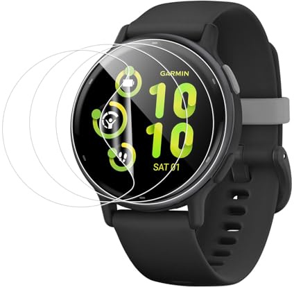 4 pellicole proteggi schermo per Garmin Vivoactive 5, in TPU idrogel flessibile [non vetro temperato], ad alta definizione, antigraffio, senza bolle, copertura completa, facile installazione