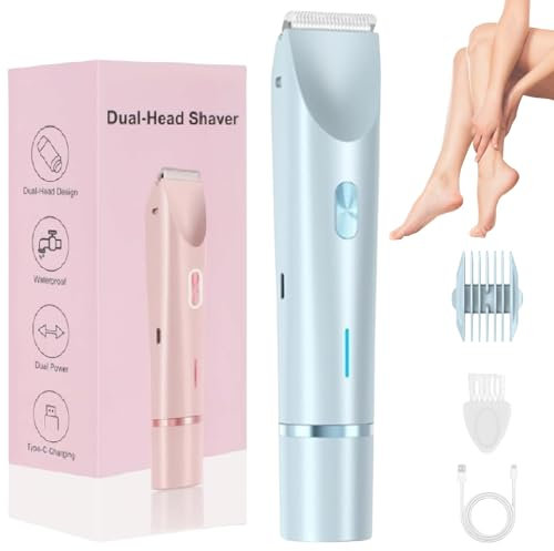 Vamaro Silkysplash Rasierer, Silky Splash Rasierer Vamaro, 2-In-1-Elektrorasierer Mit Doppelkopf, Women's Bikini Trimmer, Ipx7-Wasserdicht, Intimate Area Pro Für Bikinizone, Achseln, Beine(Blau)