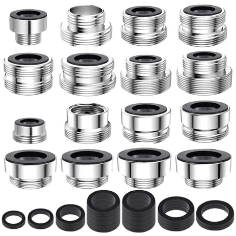 BDHI 16pcs Faucet Adapter Kit Kitchen Tap Adapter Kit with 34PCS Spacers Male Female M16-28 Sink Faucet Adapter for Connecting Garden Hose Sink Sprayers Water Filters(Y339-1)