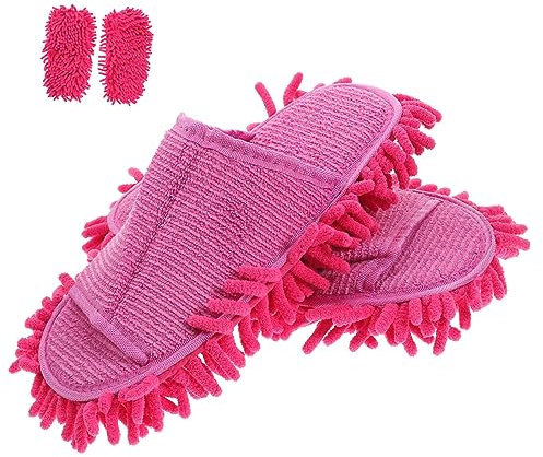 TOVINANNA 1 Par Zapatillas de Limpieza Tipo Mopa de Dedo del Pantuflas para Fregar con Duster