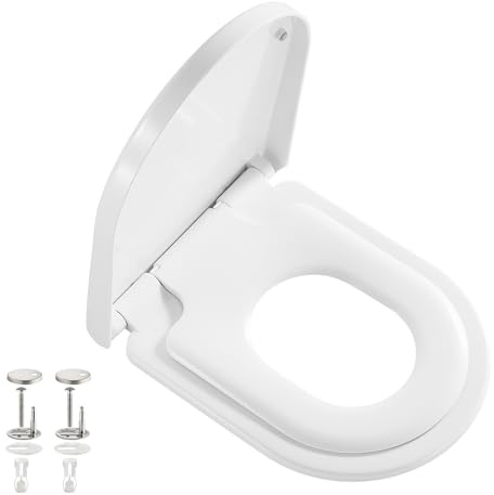 ANNWA Toilettendeckel mit Kindersitz, WC Sitz mit Absenkautomatikfür Familie,Klodeckel Klobrille,Montage Klodeckel aus Duroplast,toilettensitz mit kindersitz integriert,D-Form(PG308)