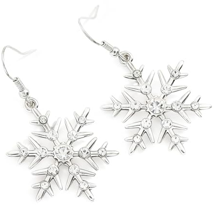 ARYIMYDP Boucles d‘Oreilles Flocon de Neige Argent avec Zircon, Boucle d‘Oreille Noel pour Femme,Cadeaux de Noel pour Epouse, Fille, Amie, pour Soirée de Noël, Tenue Hivernale, Mariage,Date Romantique