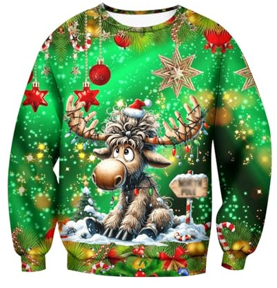 Weihnachtspullover Herren, weihnachtspulli, Christmas Sweater Ugly lustig Weihnachten Pullover Weihnachts pärchen Norweger Baumwolle männer Jumper Strick hässlich Xmas weihnachtsoutfit Strickpullover