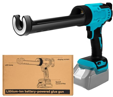 ANTREATU Electric Caulking Gun for Makita 18V Battery, Battery Indicator & Digital Display Cordless Caulking Gun with LED Light & Anti-Drip - 6 Adjustable Speeds for 10oz/300mL Cartridges (Tool Only)