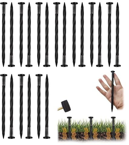 CSVZKIAY Estacas de Jardín para Suelo 60 Unidades, Clavos de Plástico para Fijación de Bordes, 20 cm de Longitud, Resistente y Fácil de Instalar, Ideal para Paisajismo y Control de Maleza