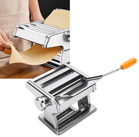 Haofy Macchina per Pasta Manuale, Macchina per Noodle in Acciaio Inossidabile con Manovella Pressa a Rullo per Pasta Fatta in Casa, Fettuccini, Gnocchi, per
