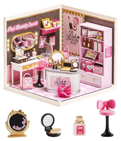 Rolife Super Creator Maquetas DIY Miniature House Kit Casas Miniaturas para Montar Maquetas Madera para Construir Adultos Caja Expositora Apilable Sin Pegamento (Pink Beauty Secret)