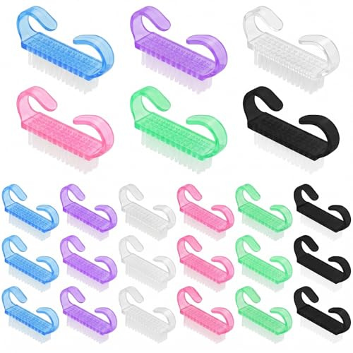 IBXWMNG 24 Pz di Spazzole per la Pulizia Delle Unghie, Pennello per Unghie,Pennello con Manico in Plastica Strumento di Pulizia per Nail Art,Spazzole per Unghie in Plastica con Manico, Multicolori(1)