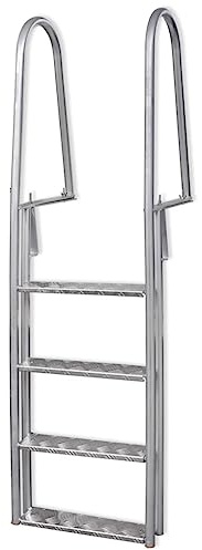 Sephironlbb ryggstege, 4-stegs aluminium 167 cm med halkfria steg och handtag för säker insteg, lämplig för pool, bubbelpool, trädgård och utomhusbruk