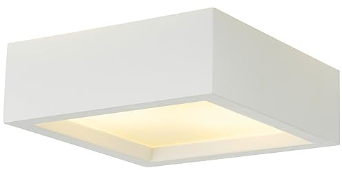 Ceiling Lights - PLASTRA 104 Surface Mounted Downlight with E27 Socket - Paintable, Energy-Efficient Ceiling Lighting for Living Room, Kitchen & Bedroom - 25W, 220-240V, 25 x 9.5 x 25cm - SLV, White