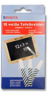 Rheita 6661-3 Wandtafelkreiden papierummantelt eckig, weiß, 12 Stück im Pappetui,weiß