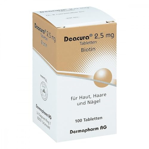 Deacura, 2,5 mg, Gel, für Haut, Haare und Nägel, Biotin, 100 Tabletten | Haut, Haare und Nägel, Biotin, 2,5 mg, Gel, Packungsgröße: 100 Tabletten