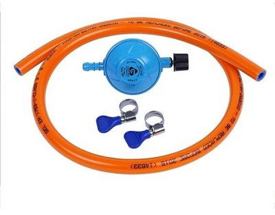 Cadac Régulateur de Pression CG 30mBar - Caoutchouc - Métal | Comprend 2 colliers de serrage, Gris, Bleu, Orange, Barbecue, Utilisation en extérieur