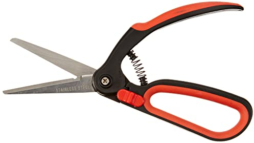 Meister Buchsbaumschere - Rostfreie Edelstahlklingen - Einhand-Bedienung - Zum Schneiden von Buchsbäumen & Formgehölz / Heckenschere / Buchsschere / Strauchschere / 9719400 Silber, Schwarz, Rot