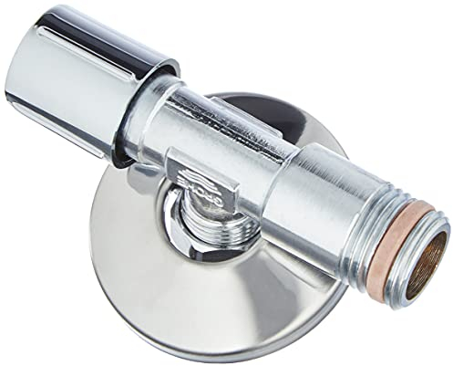 GROHE Universal Eckventil mit Quetschverschraubung (mit ergonomischem Metallgriff, selbstdichtendes Anschlussgewinde, Wandanschluss 1/2 Zoll mit Schubrosette, Abgang 3/8 Zoll), chrom, 22039000