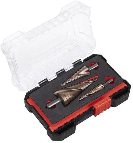 Sealey AK4743 HSS M2 Step Drill Bit Set 3pc Spiral Flute