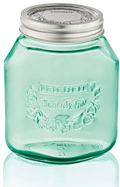 Leifheit Einmachglas 3er Set 1,0 L Jungle Green, Weckglas mit Deckel ideal für Eingemachtes und Selbstgemachtes, dekoratives Vorratsglas, spülmaschinengeeignet, Marmeladenglas, Einkochglas, rund, grün