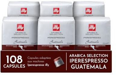 illy, Kapseln Iperespresso Arabica Selection Guatemala, 108 Kapseln | 100% Arabica mit Noten von Jasmin, Orangenblüten und Kamille, Zarter Geschmack, 6 Packungen à 18 Kapseln