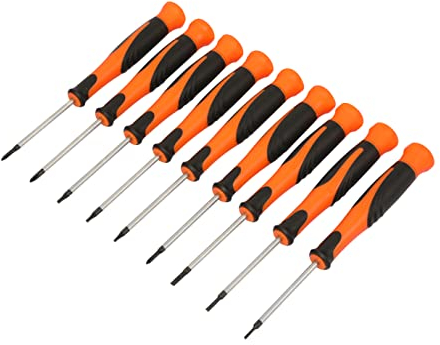 KENDO Schraubendreher Set Feinmechanik (SL/PH/TX) – 9-teilig – Schlitz (SL) 1.5, 2 und 2.5 mm – Kreuzschlitz PH000, PH00 und PH0 – TORX (TX) T5, T6 & T7 – ergonomischer Soft-Touch Griff