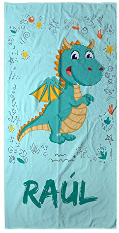 LolaPix Toallas Piscina Infantiles. Toallas Personalizadas. Toalla de Playa. Regalos Personalizados con Nombre. Varios diseños y tamaños. DRAGÓN