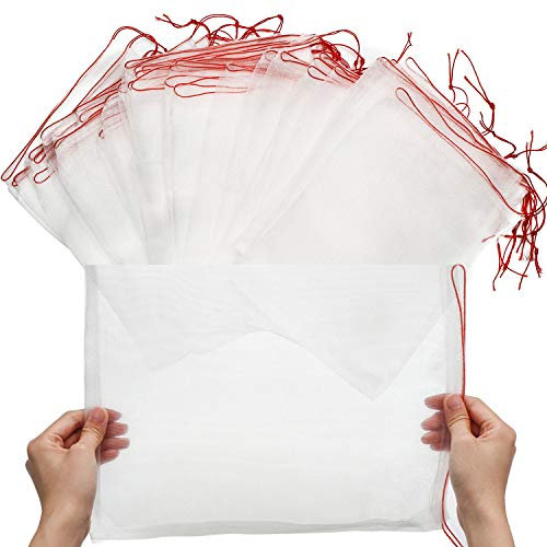 ENPOINT Lot de 50 Sacs de Protection pour Fruits, 24,9 x 34,8 cm, Filet réutilisable avec Cordon de Serrage, protège Les Plantes, tomates, pommiers, Arbres et Oiseaux