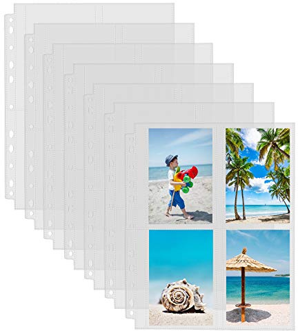 Sooez 30 Pack Photo Sleeves for 3 Ring Binder (240 Pictures), 3.5x5, Heavy Duty Plastic Page Protectors, Clear Binder Postcard Sleeves, Archival Photo Album Refill Pages, Binder Inserts