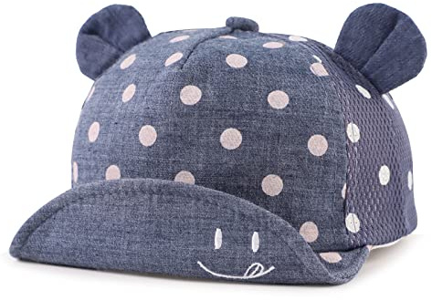 XIAOHAWANG Sommer Kleinkind Baseball Kappe Bär Ohren Kleinkind Mädchen Sonnenhüte Frühling Niedlich Baby Hut für Jungen 6-24 Monate, Marineblaues Netzgewebe, Einheitsgröße