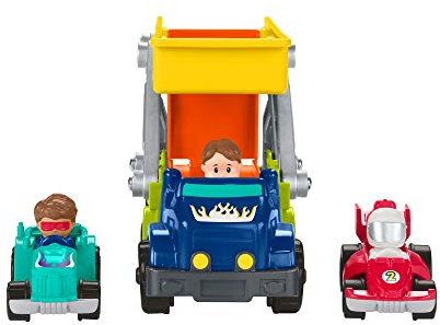 Fisher-Price - Little People Set Rampa Acrobazie, Autotrasportatore con 2 Veicoli Inclusi, Giocattolo per Bambini 18+ Mesi, HBX23