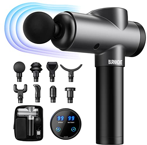BURNNOVE Massagepistole Elektrische Massage Gun 99 Geschwindigkeiten 8 Massageköpfe tragbares Tiefengewebe-Massagegerät 2550 mAh mit LED-Anzeige-Touchscreen für Rücken, Schulter Schmerzlinderung