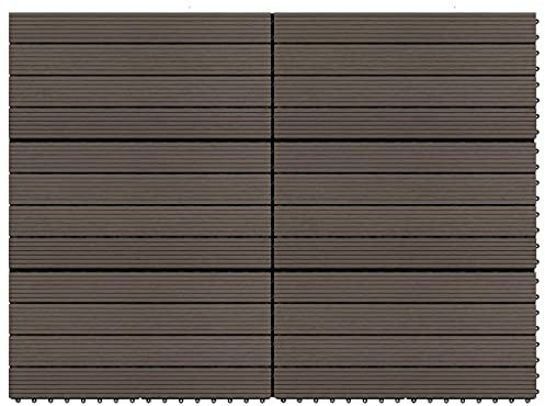 Terrassenboden,Terrassenfliesen​,mit Schnellverriegelungsfunktion, 6 Stk. WPC 60x30 cm 1,08 m² Dunkelbraun