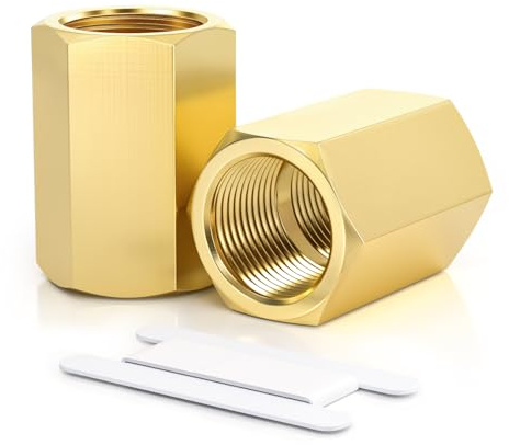 Bwintech 2 Pcs 3/4 Female to 3/4 Female BSP Thread Brass Hex Coupling Connector for Pipe Connecting Conversion