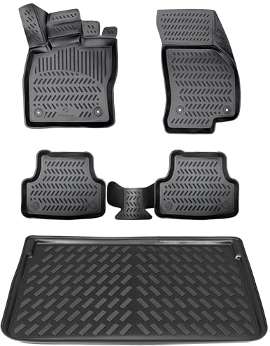 ELMASLINE 3D Gummimatten & Kofferraumwanne Set für Opel Astra K Kombi (Sports Tourer) 2015-2022 | Zubehör Fußmatten Kofferraummatte Kofferraum