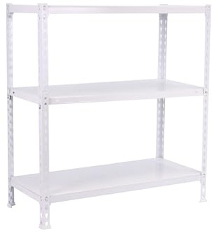Simon Rack Metallregal 900x900x500 mm - Ecoclick | 3 Höhen, Metallablage, Biegepunkt 70 kg, Korrosionsschutzlackierung, Klicksystem-Montage, Weiss