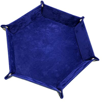 Cabilock Klappbares Sechseckiges Würfeltablett Aus Pu-Leder Faltbare Aufbewahrungsbox Robustes Dice Tray Mit Dicker Struktur Leicht Zu Reinigen Für RPG Desktop-Spiel Und Zubehör