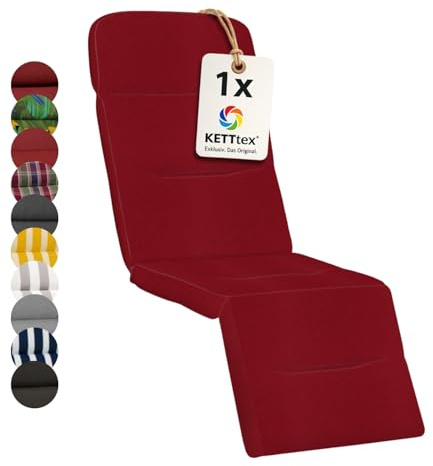 KETTtex EXKLUSIV Auflage Relaxliege rubinrot I Gartenliege Polster 175x50x9cm I hochwertige & Pflegeleichte Liegenauflage I Wetter- & formbeständige Liegen-Auflage I KTH3 Liegestuhlauflage