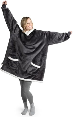 Blumtal Hoodie Decke Damen mit Ärmeln und Kapuze - OEKO-TEX zertifizierter Kuschelpullover Damen - Decke zum Anziehen - Decken Hoodie Damen - Kuschelpullover warm und weich - Decken Pullover