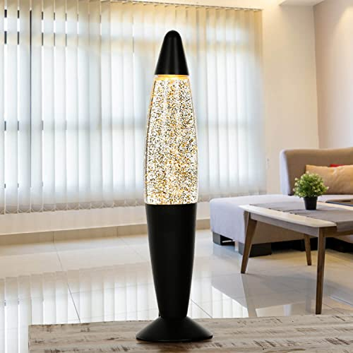 Easylight Lavalampe Schwarz Gold Glitter klein 36 cm G9 Retro Tischleuchte Stimmungslicht Glitterlampe TIMMY