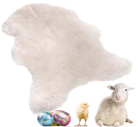 lammfellpark® Weich Schaffell Echt, Premium Lammfell Weiß 120-130cm Schaffell Teppich - Echtes Naturfell Weich Flauschig Wollteppich, öko Schafsfelle Echt Fell Deko - Teppich Fell Größe XXL