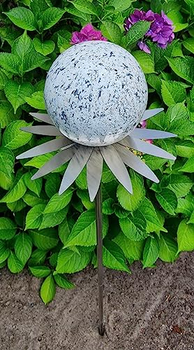 Jürgen Bocker Garten-Ambiente Blütenzauber Milano Rosenkugel 10 cm Edelstahl Gartenstecker Deko mit Stab 80 cm (weiß)