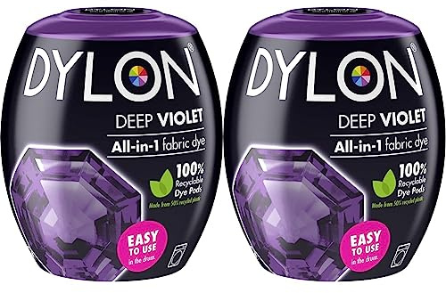 DYLON Washing Machine Fabric Dye Pod for Clothes & Soft Furnishings, 350g – Deep Violet (Pack of 2)