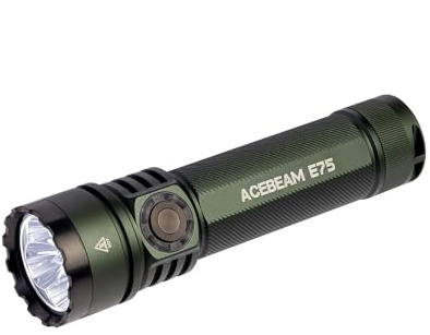 ACEBEAM E75 3000 lumens élevés lampe torche avec base magnétique, lampe torche LED ultra puissante rechargeable, lampe de poche EDC tactique résistante à l'eau IPX8, 26 jours super longue durée