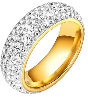 Ayoiow Edelstahl Ringe Herren 8mm Mit Zirkon Silber Ehering