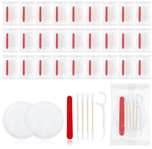 LLHQAMT Hotel Vanity Set, Hotelbedarf Toilettenartikel einzeln verpackt, Hotel Vanity Kit mit Wattepads, Wattestäbchen, Zahnseide und Nagelfeile (50 Stück)