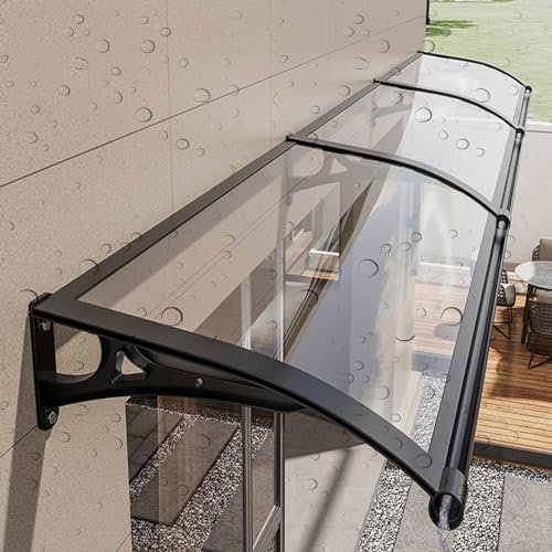 Arqué polycarbonate marquise de porteexterieur, Maisons Support en aluminium auvent de terrasse, auvent porte d'entree avec rainure de drainage, Vent/pluie/neige, protection UV, silencieux. ( Color :