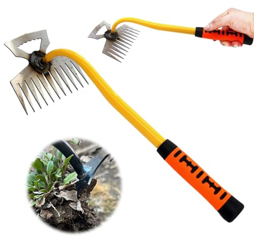 Gartenarbeit Hand Unkrautstecher, Unkraut Entferner Gerät, Fugenreiniger Unkraut, Gartenwerkzeug, Unkraut Entferner Gerät, Fugenkratzer Mit Stiel (Tigergriff 11 Zähne)